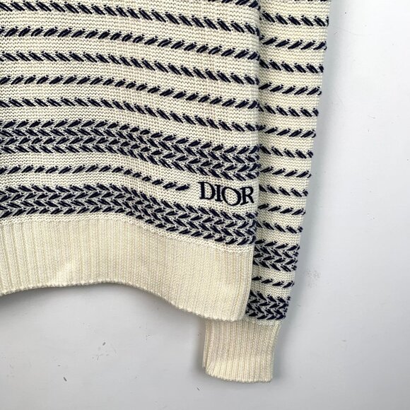 Dior Multicolored Striped Cotton Round-Neck Long-Sleeved Knitted Sweater L - Picture 6 of 8